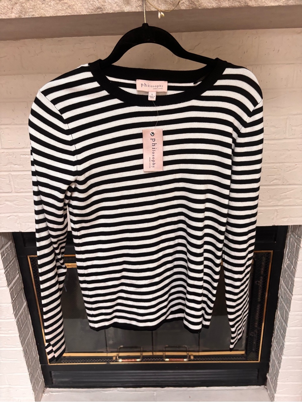 Philosophy Striped Black and White Long-Sleeve Tee